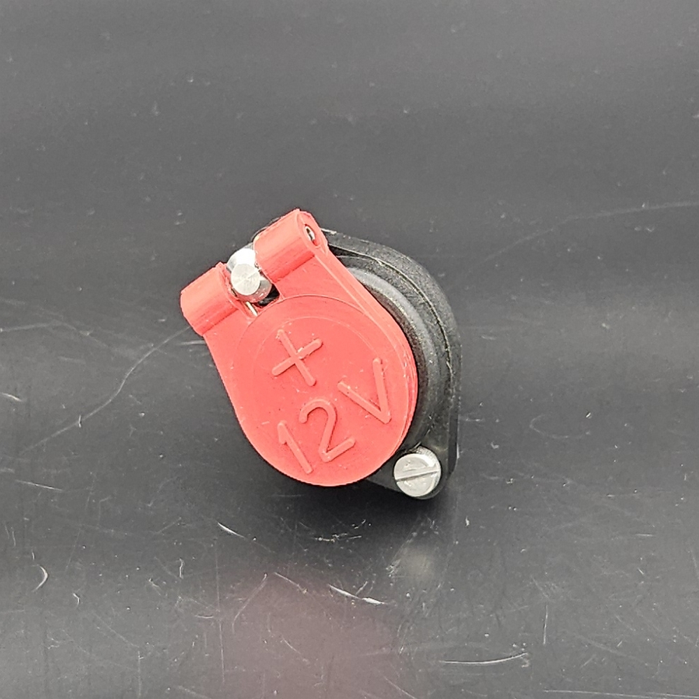 Série 700 : socle mâle avec couvercle rouge "+12V" - Y503CR+12V